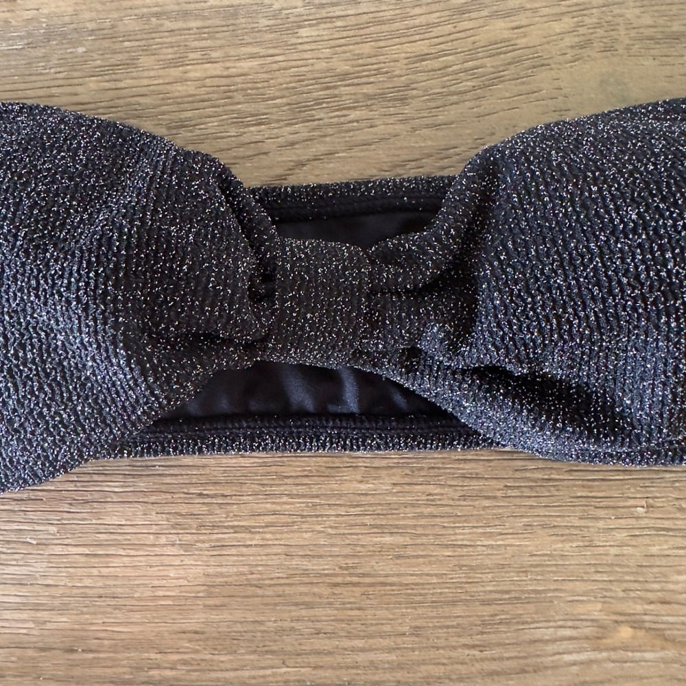 CorpoBonito By Andreia Black Lurex Bikini-Strapless Top‎ & High Waist Brief-$90 - Picture 8 of 13